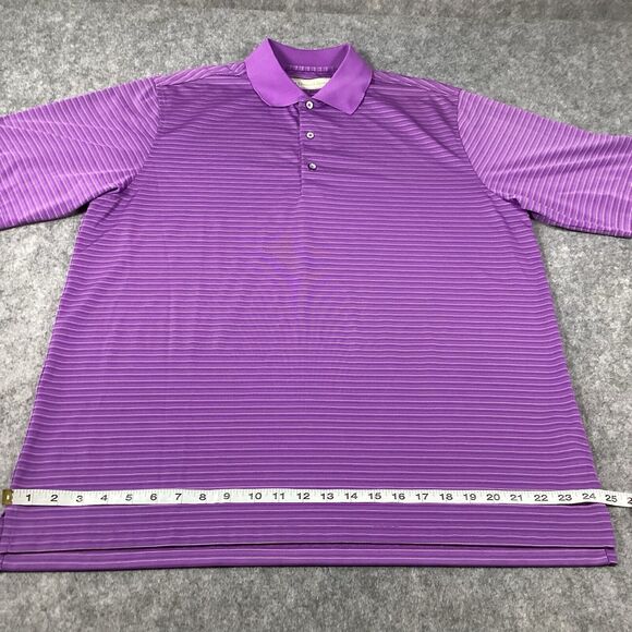 Donald Ross Men's Short Sleeve Purple Pin Striped Golf Polo Shirt Size Large - Picture 6 of 14